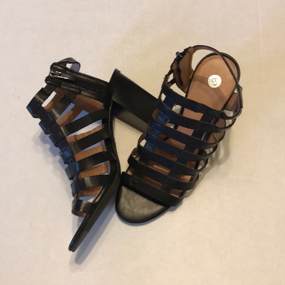db strappy cage shoes black block heels size 81/2